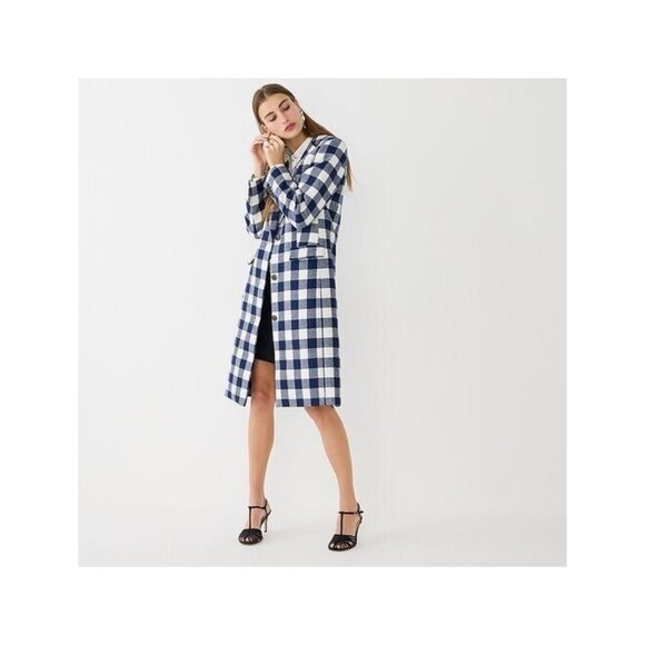 NWT J.Crew Alfie Topcoat in Ivory Blue Buffalo Check Italian Wool Coat 4 - Picture 8 of 11